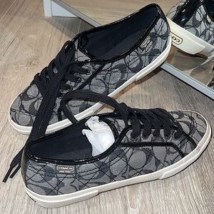 Black, white, grey, slip on, coach